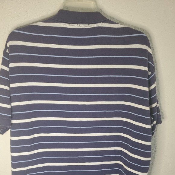 Polo by Ralph Lauren Mens Blue Polo W/Blue White Stripes Shirt Blue Pony Size L - Picture 5 of 6